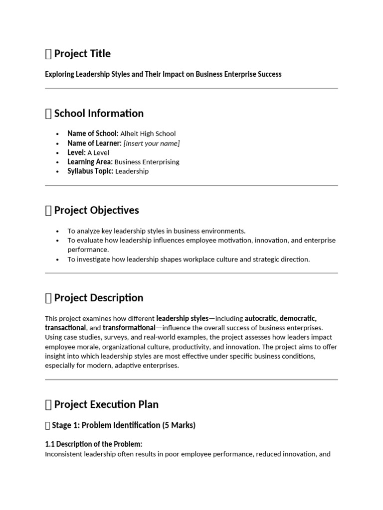 Exploring Leadership Styles and Their Impact On Business Enterprise ...