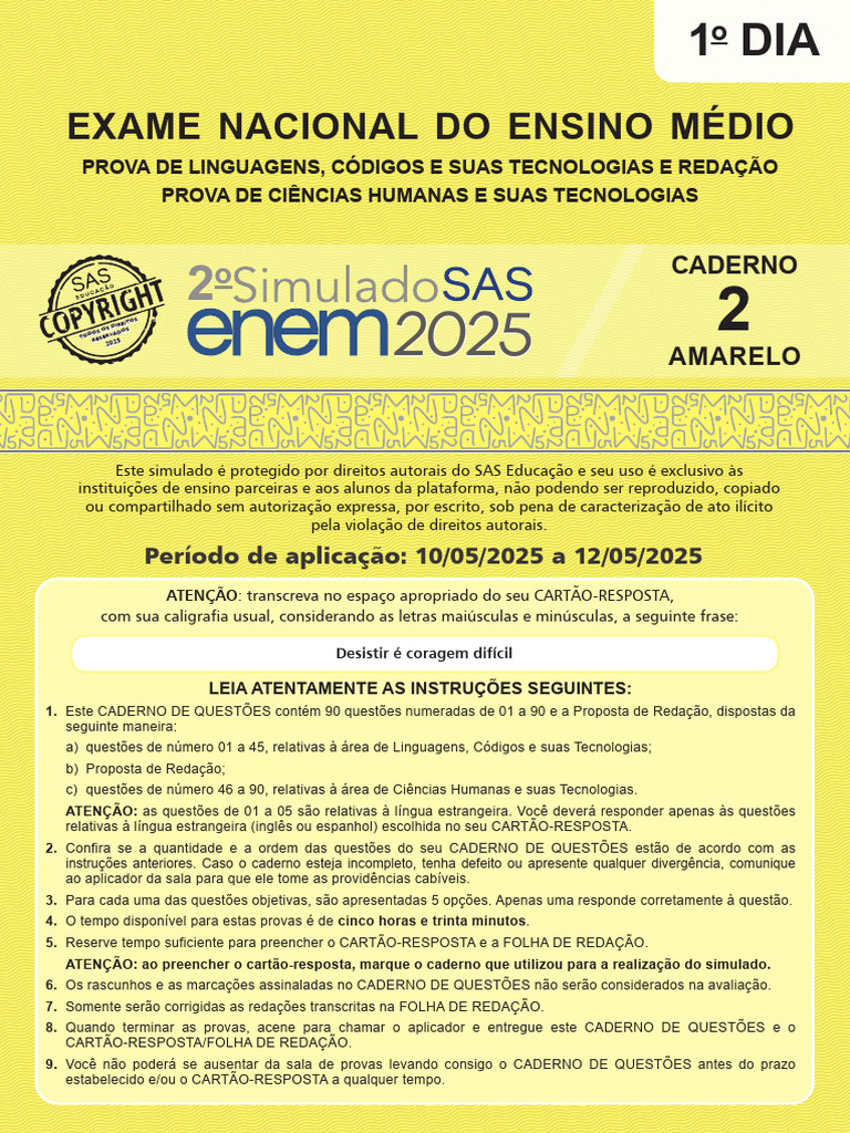 Simulado ENEM 2025: Linguagens e Redação | PDF | Jogos Paraolímpicos