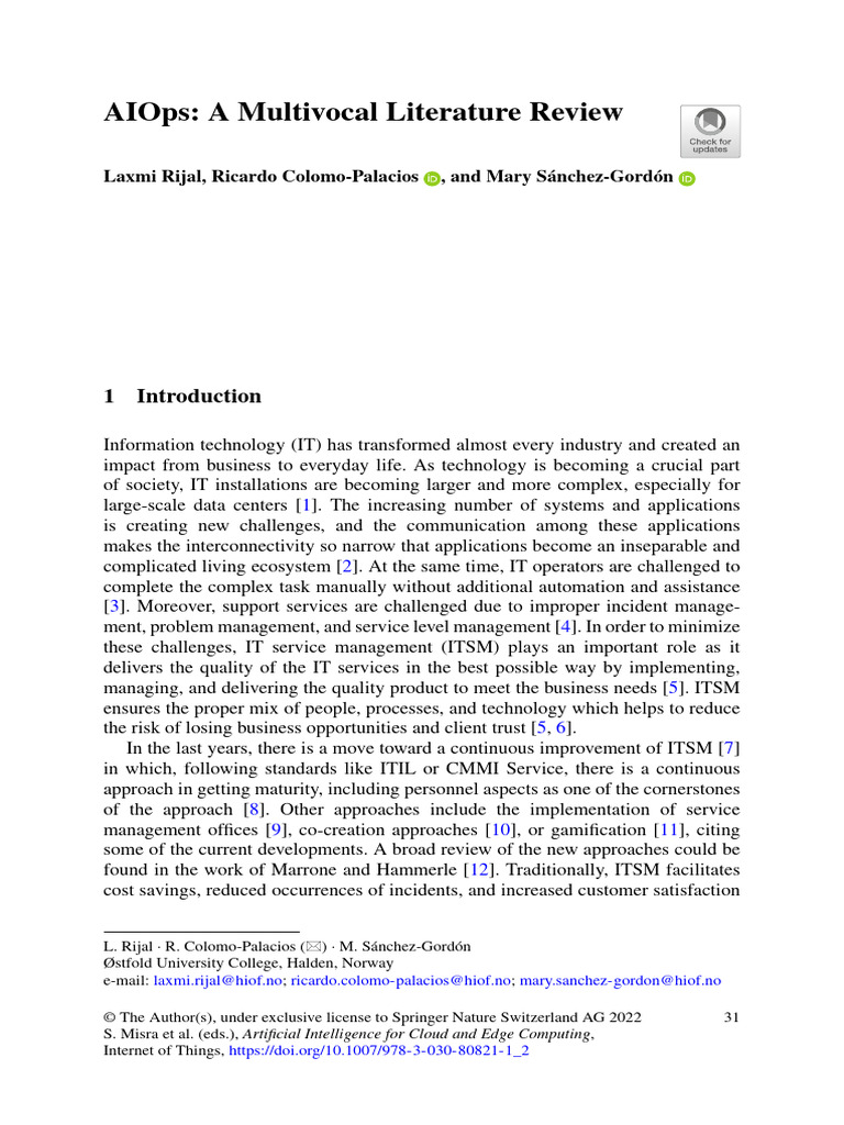 AIOps: Insights from a Multivocal Review | PDF | Artificial ...