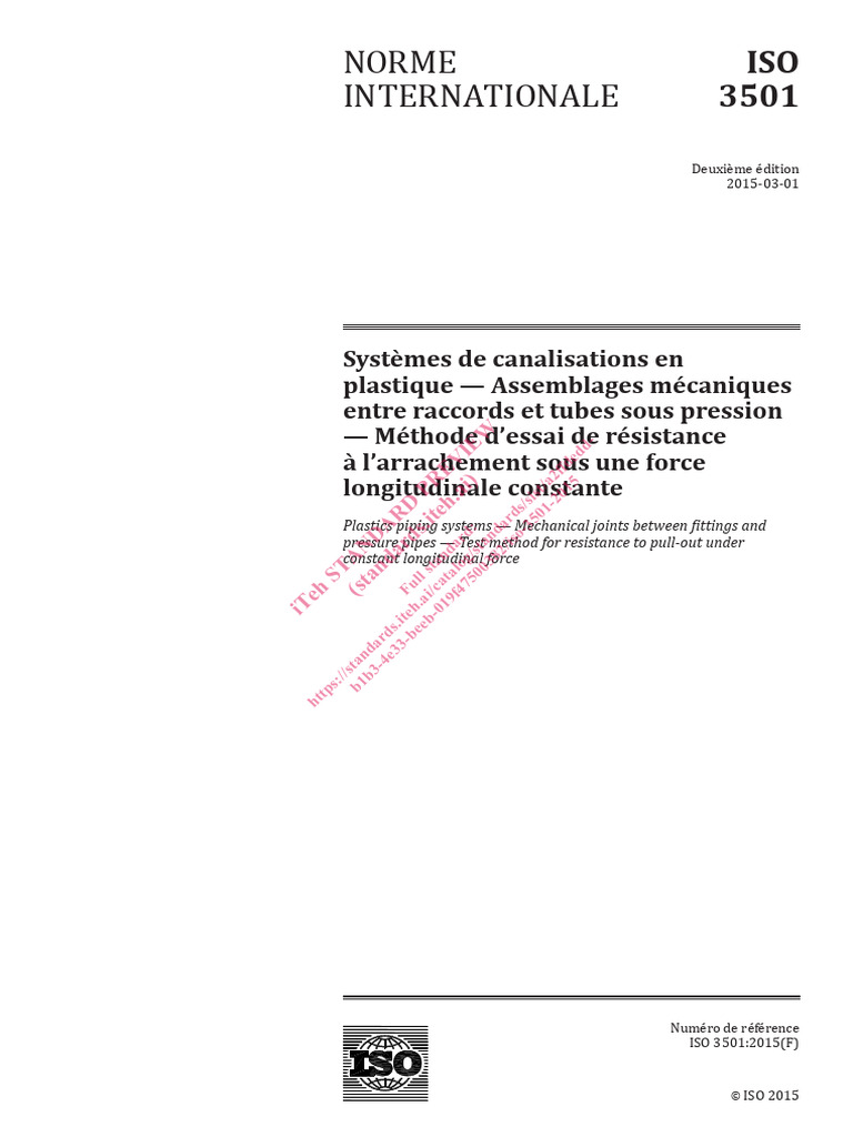 Essai de résistance ISO 3501:2015 | PDF | Organisation internationale ...