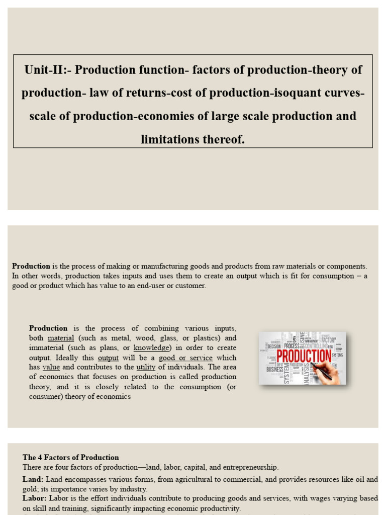 Unit 2 Production Function | PDF | Long Run And Short Run | Factors Of ...