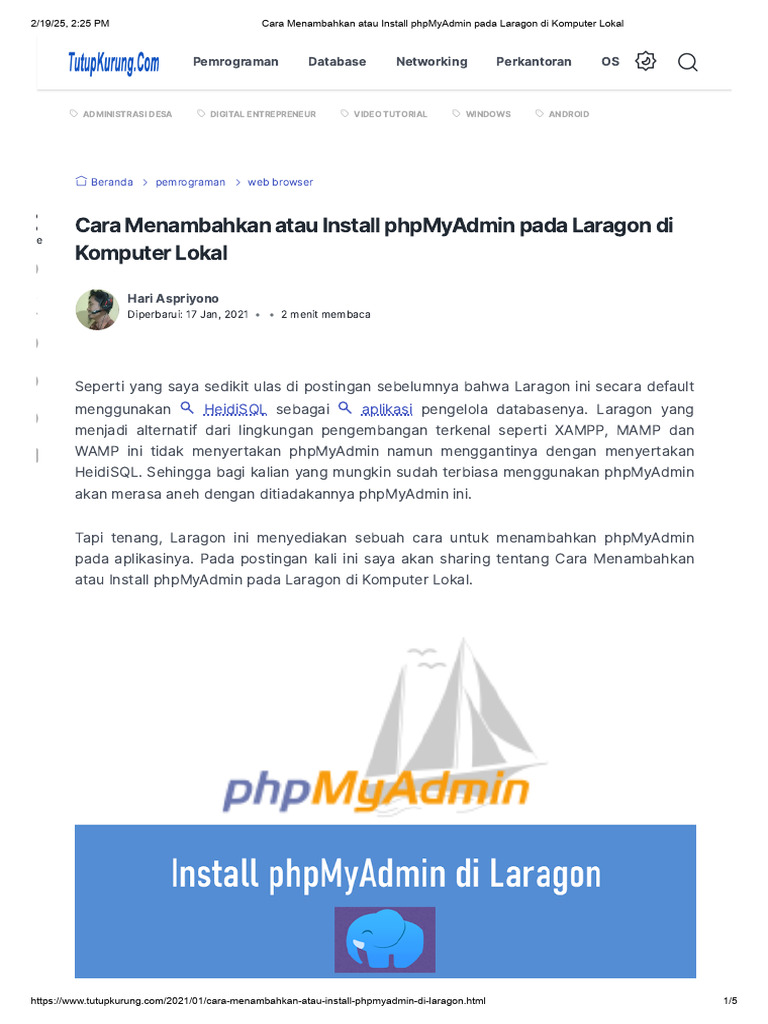 Install phpMyAdmin di Laragon Lokal | PDF