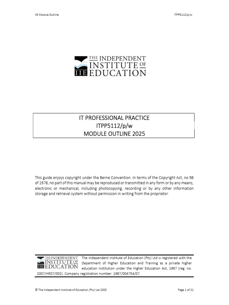 IT Professional Practice Module Outline | PDF | Intellectual Property ...