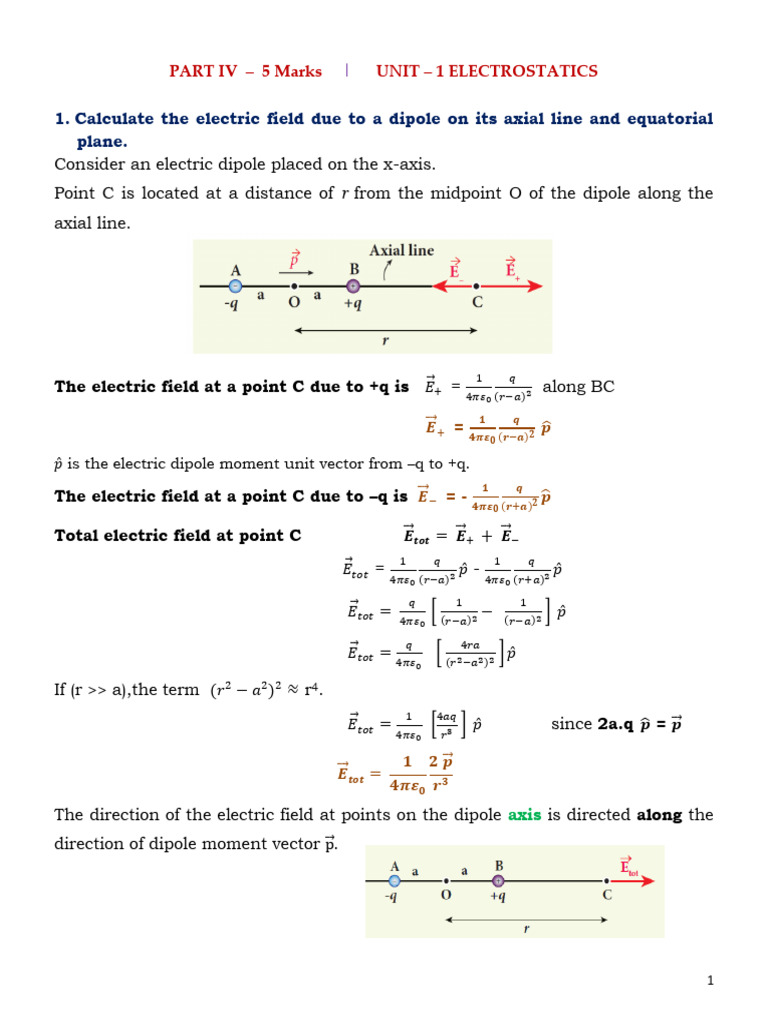 Electric Field of a Dipole | PDF | Dipole | Electric Field