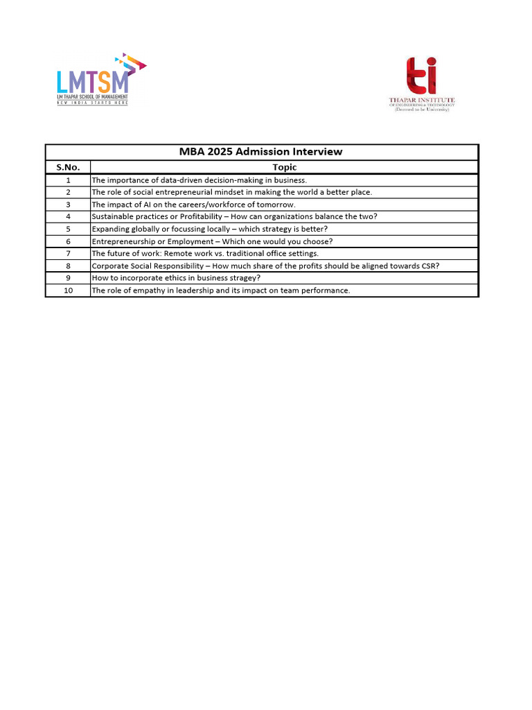 Interview Topics | PDF