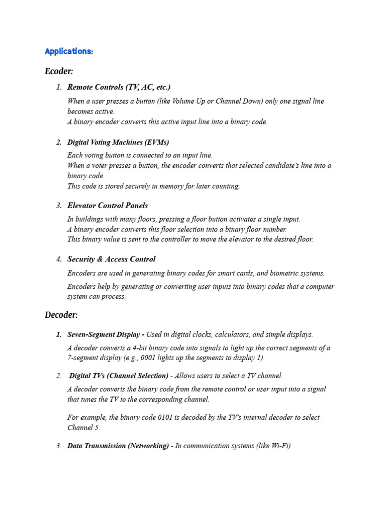 Applications of Encoders and Adders | PDF | Telecommunications ...