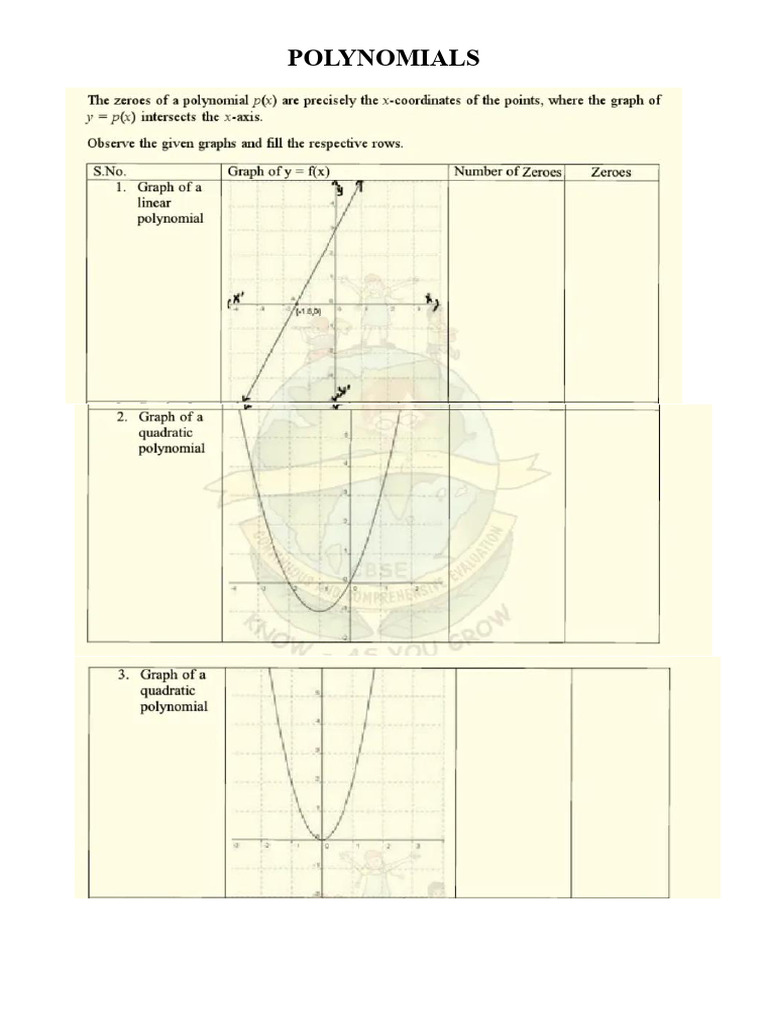 Polynomials Worksheet | PDF