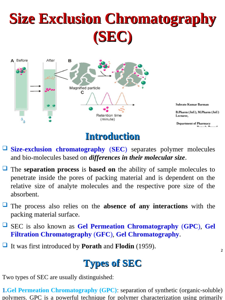 Size Exclusion Chromatography - Complete Lecture | PDF | Chromatography ...