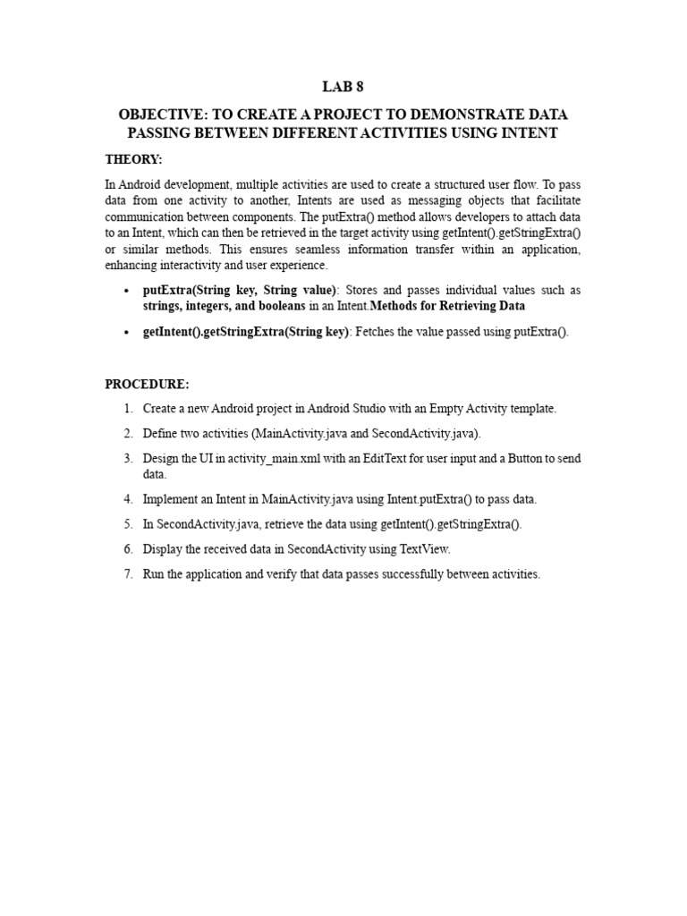 Android Data Passing with Intents | PDF | Android (Operating System ...