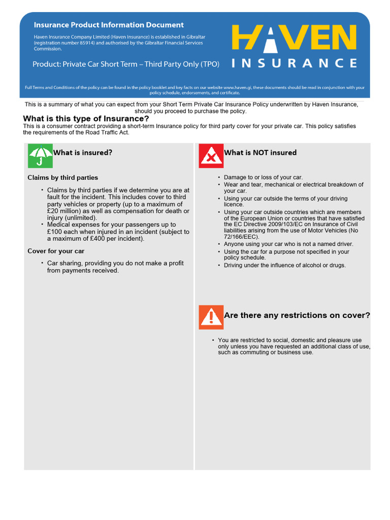 Short Term Private Car Insurance Guide | PDF | Insurance | Vehicle ...