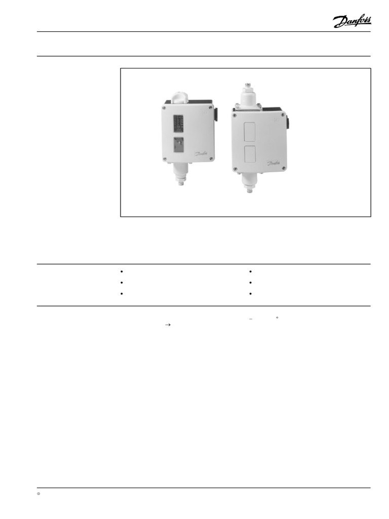 Danfoss RT 260A Pressure Control Datasheet | PDF | Switch | Mechanical ...