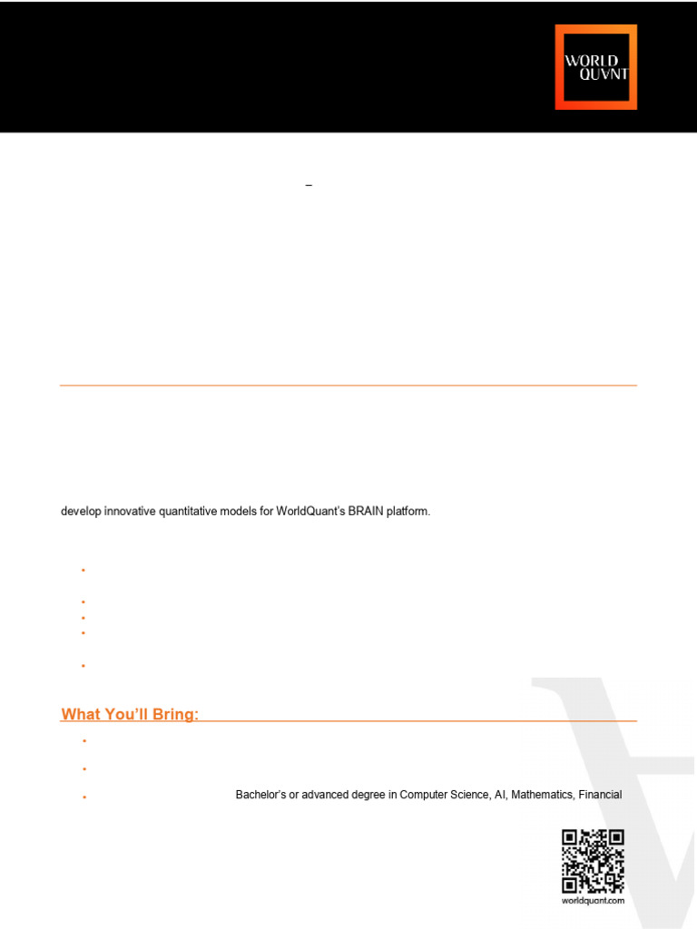 WorldQuant BRAIN AI Researcher Role | PDF | Artificial Intelligence ...