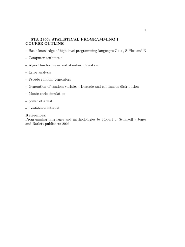 Statistical Programming with C++ and R | PDF | Programming Language ...
