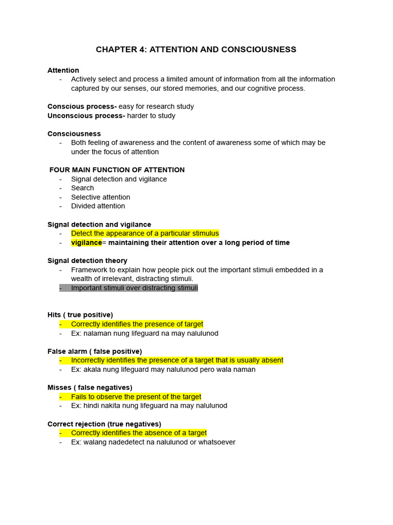 Chapter 4 - Attention and Consciousness | PDF | Attention | Attention ...