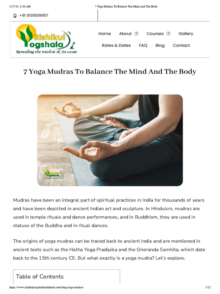 7 Mudras for Mind and Body Balance | PDF | Asana | Yoga