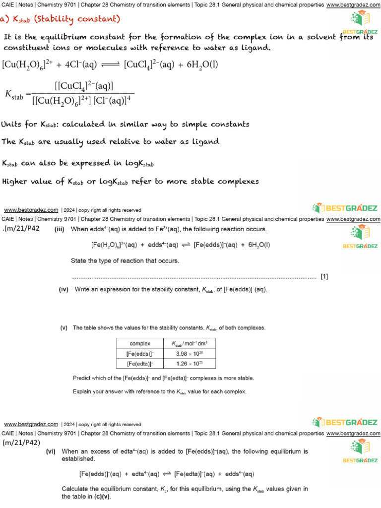 Kstab Expression in Complex Ion Formation | PDF | Coordination Complex ...