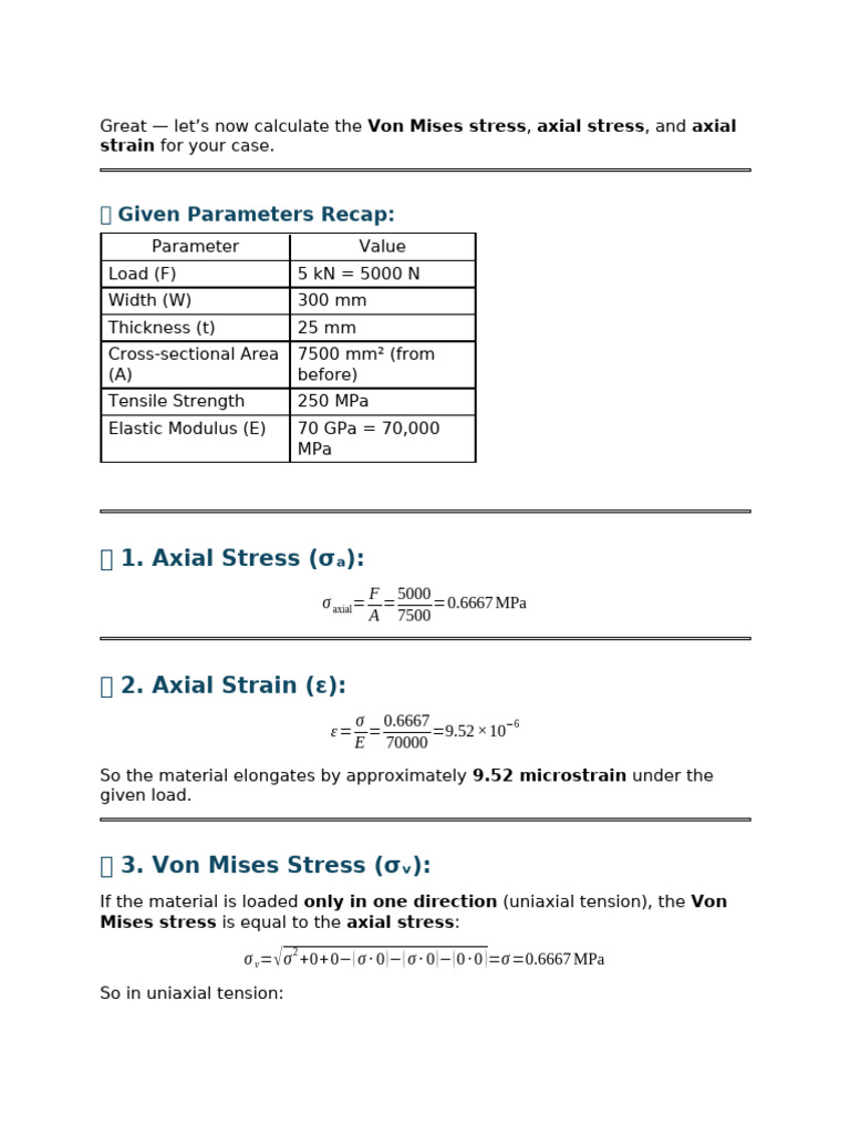 Axial Stress and Strain Calculation | PDF