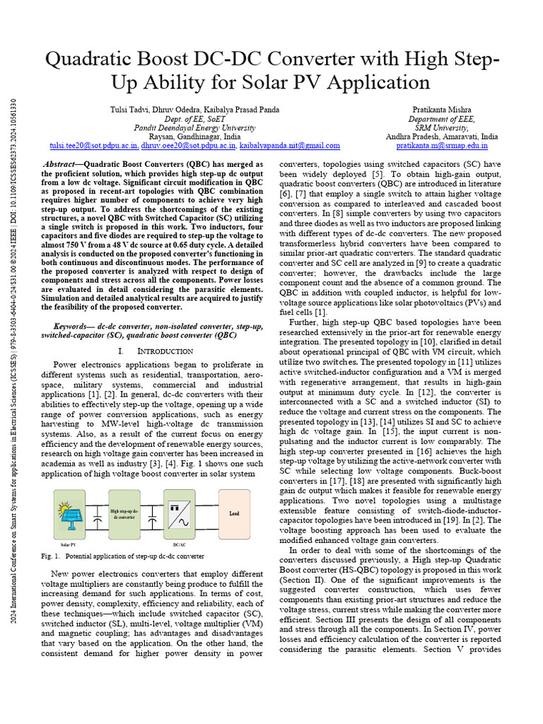 High Step-Up Quadratic Boost Converter | PDF | Power Electronics ...