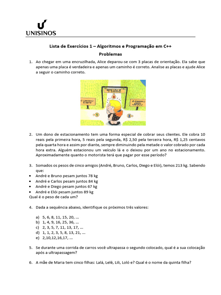 Exercícios de Algoritmos em C++ | PDF | Gatos
