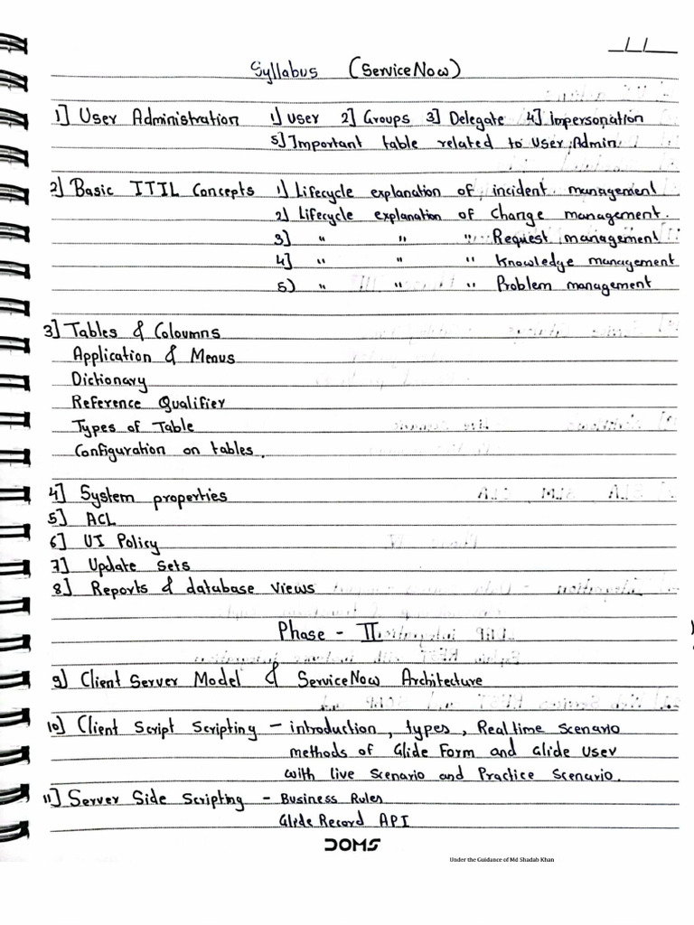 Hand Made ServiceNow Notes For CSA & CAD | PDF