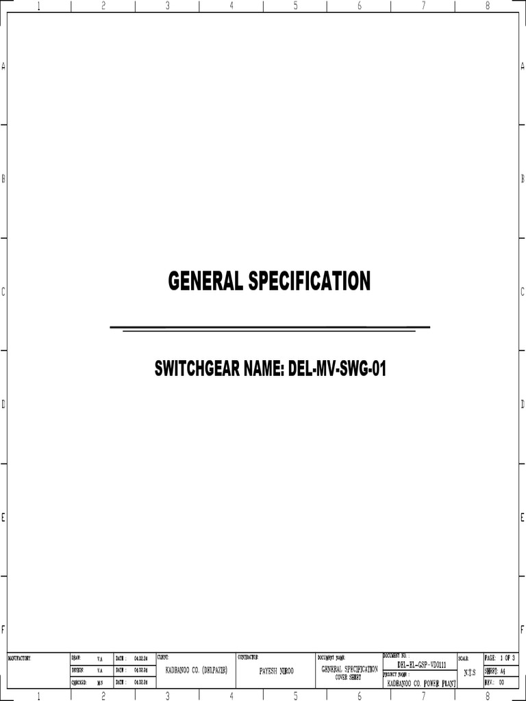 DEL-MV-SWG-01 Switchgear Specifications | PDF | Mains Electricity ...