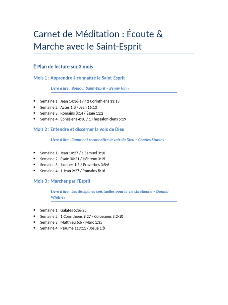 Carnet de Méditation avec le Saint-Esprit | PDF | Saint-Esprit ...