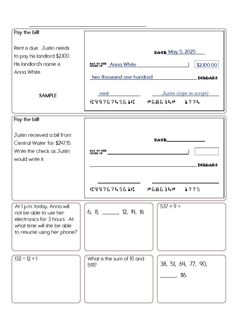 Math Worksheets Grade 5!8!11 | PDF
