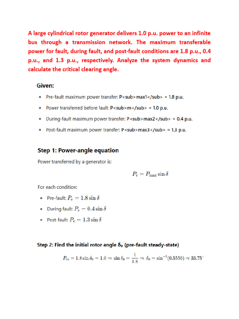 Transient Stability Analysis of Generators | PDF