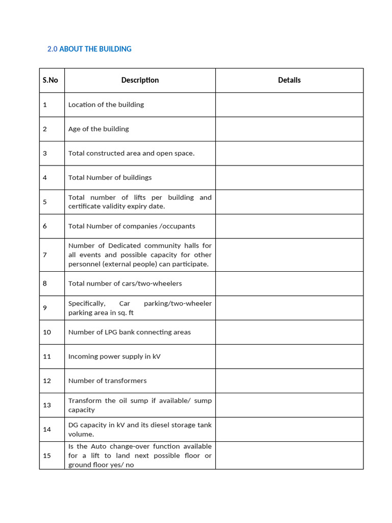 Building Safety and Facilities Overview | PDF