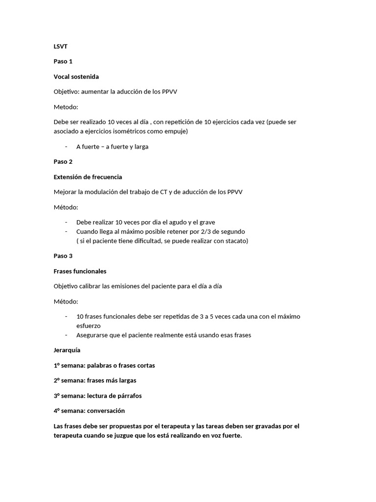 Tratamiento Basado en LSVT 2 | PDF