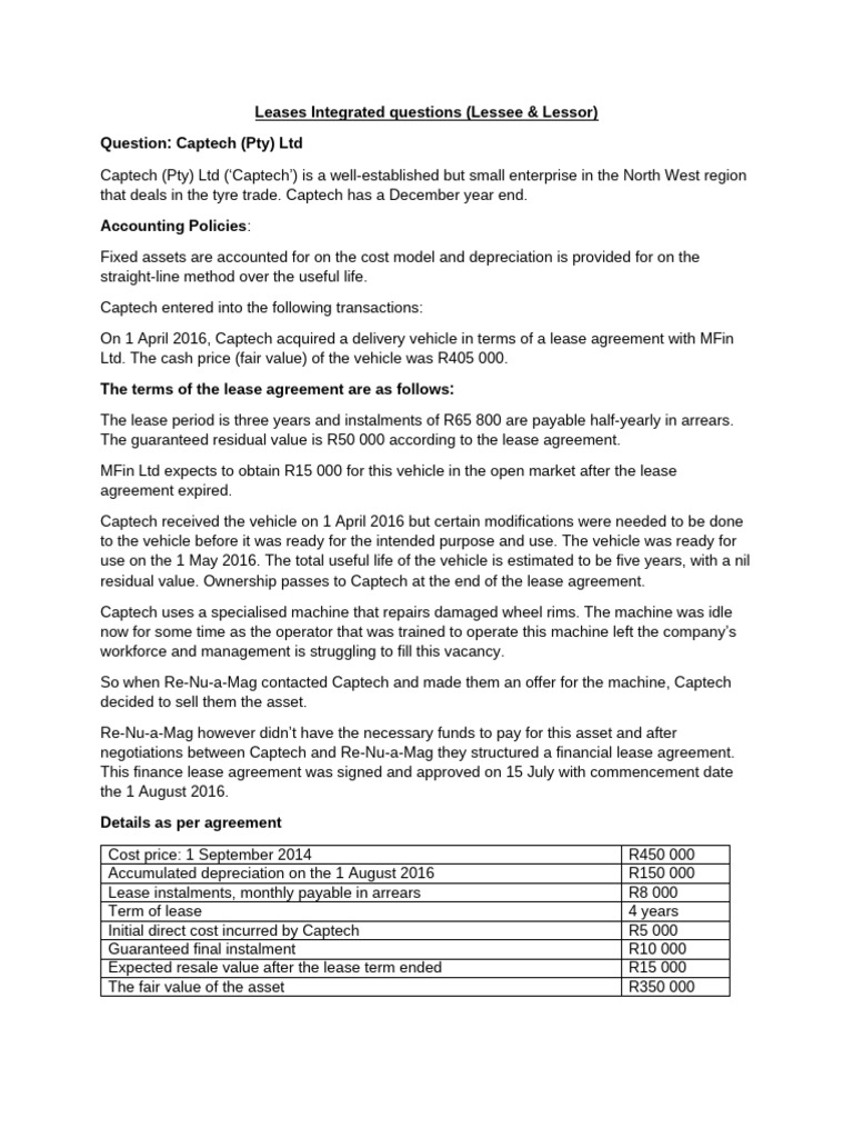 Leases Additional Integrated Question | PDF | Lease | Depreciation