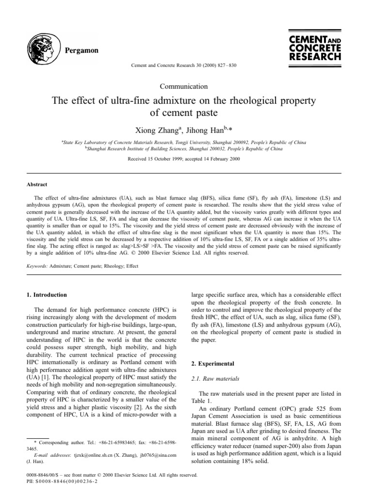 The Effect of Ultra-Fine Admixture On The Rheological Property of ...