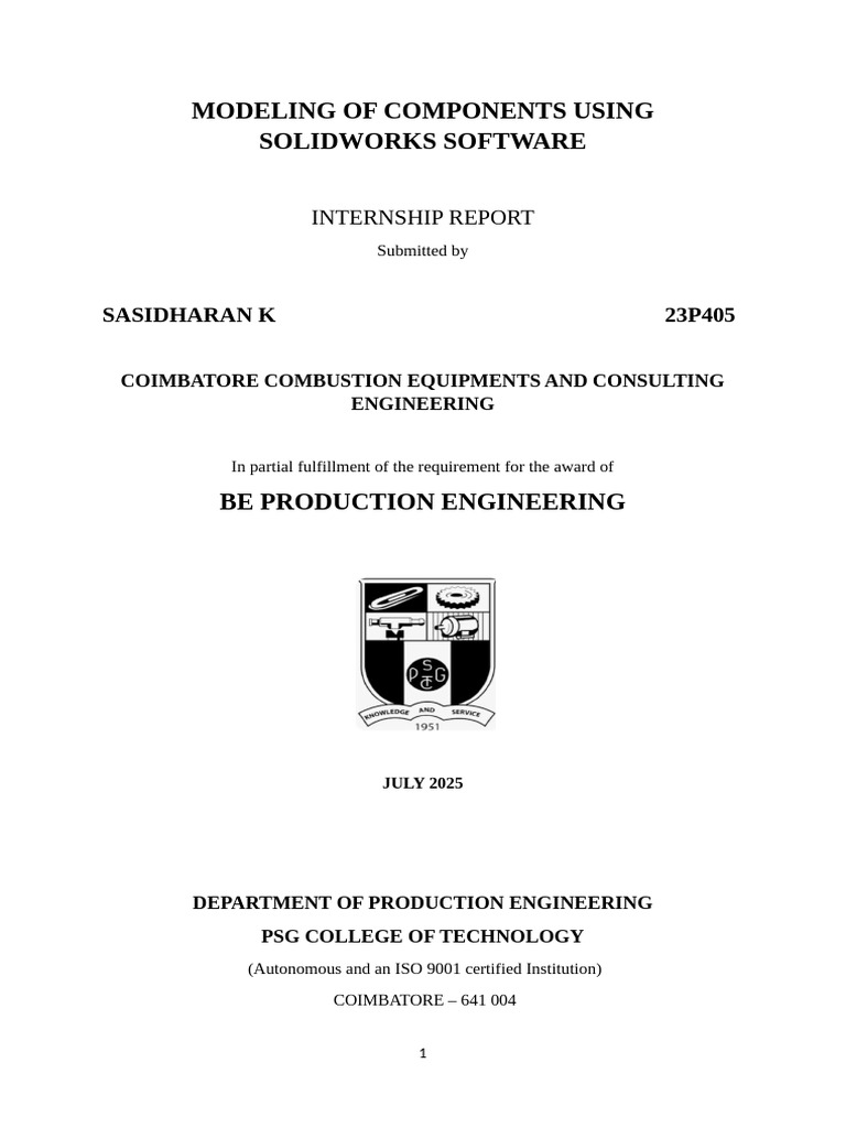 SolidWorks Internship Report at CCECE | PDF | Engineering | Mentorship