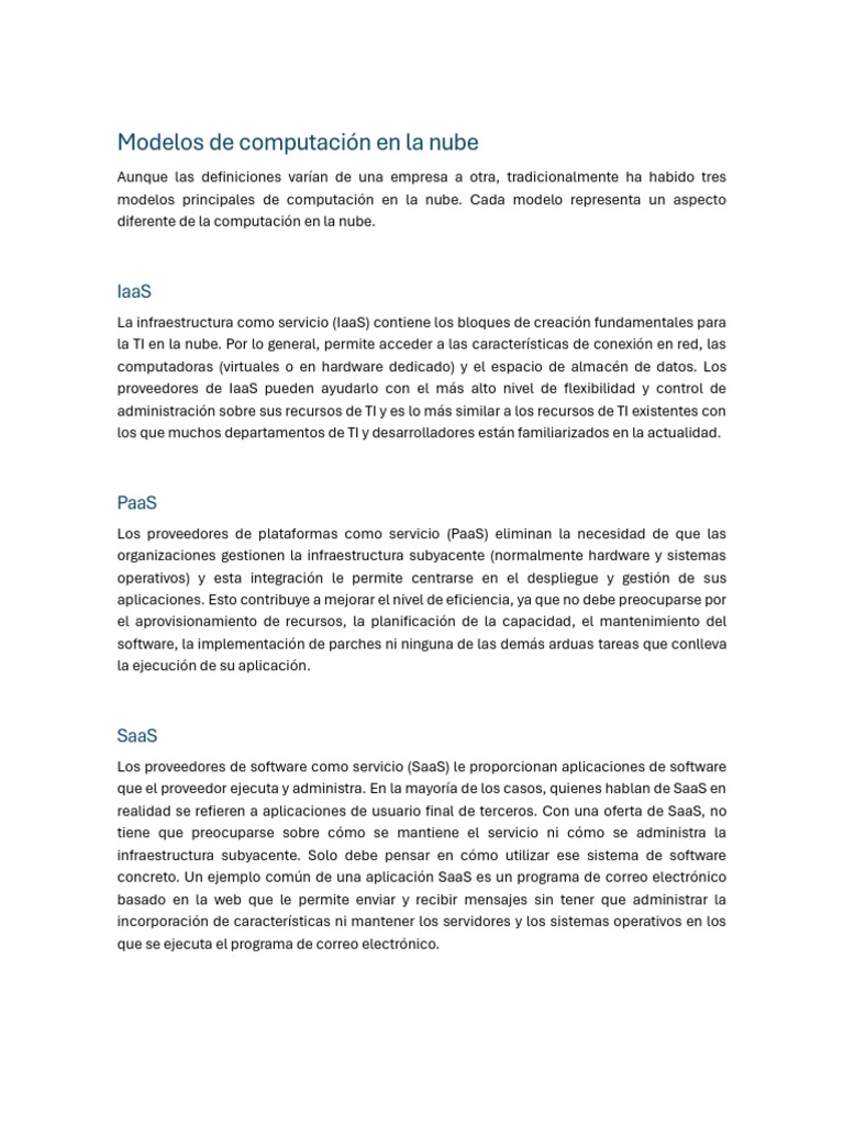 Modelos de Computación en La Nube | PDF