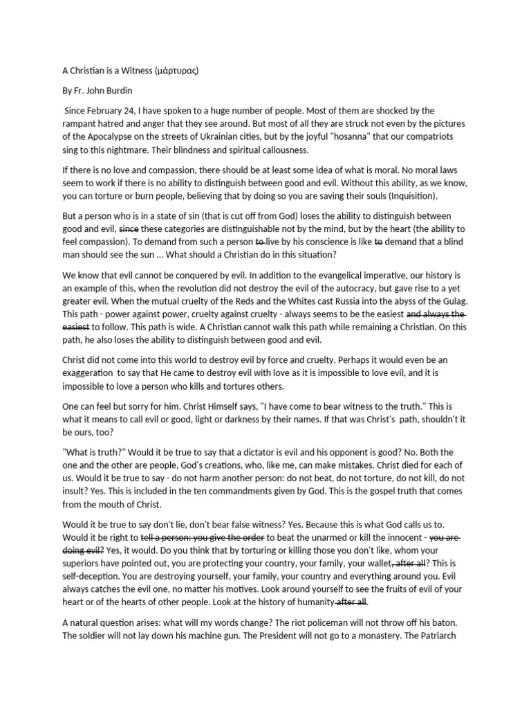 Christian Witnessing in Times of Evil | PDF | Jesus | Evil