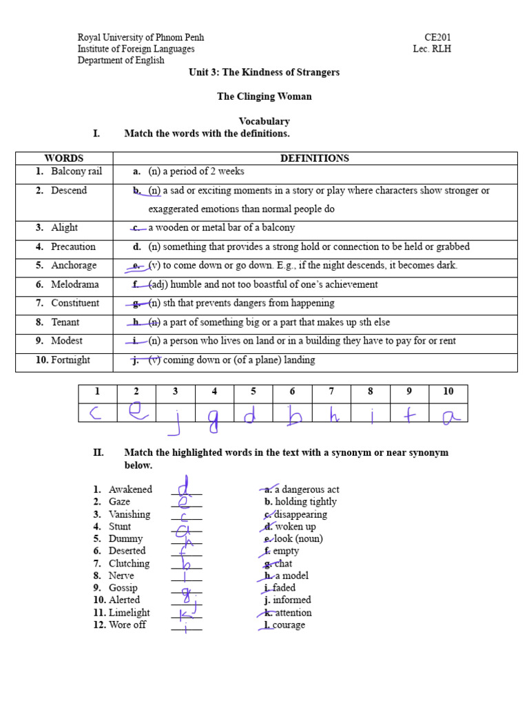 Vocabulary Matching Exercise | PDF | Chess Theory | Chess