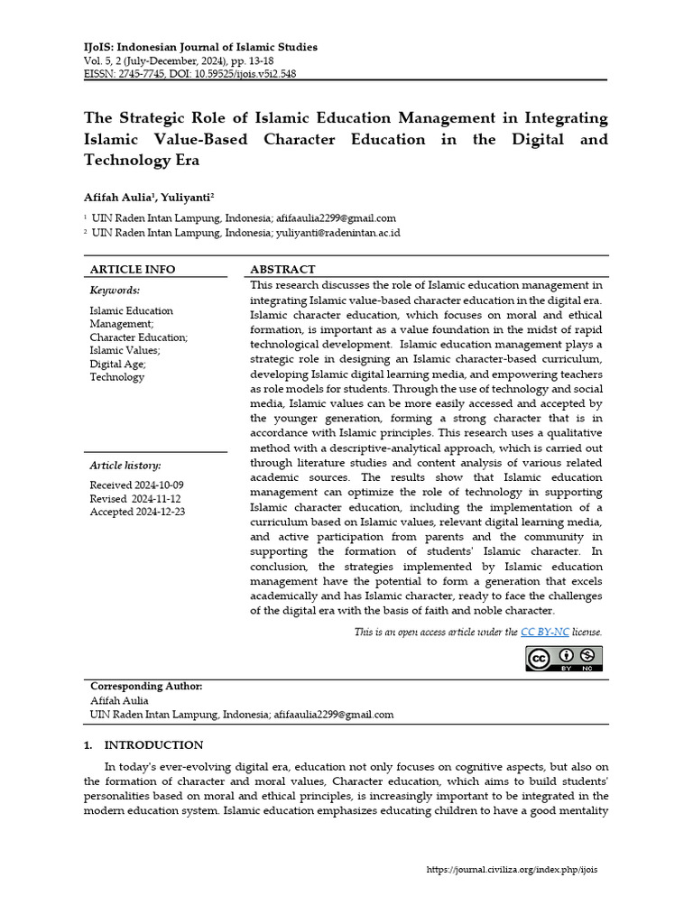 Islamic Education Management in the Digital Era | PDF | Curriculum ...