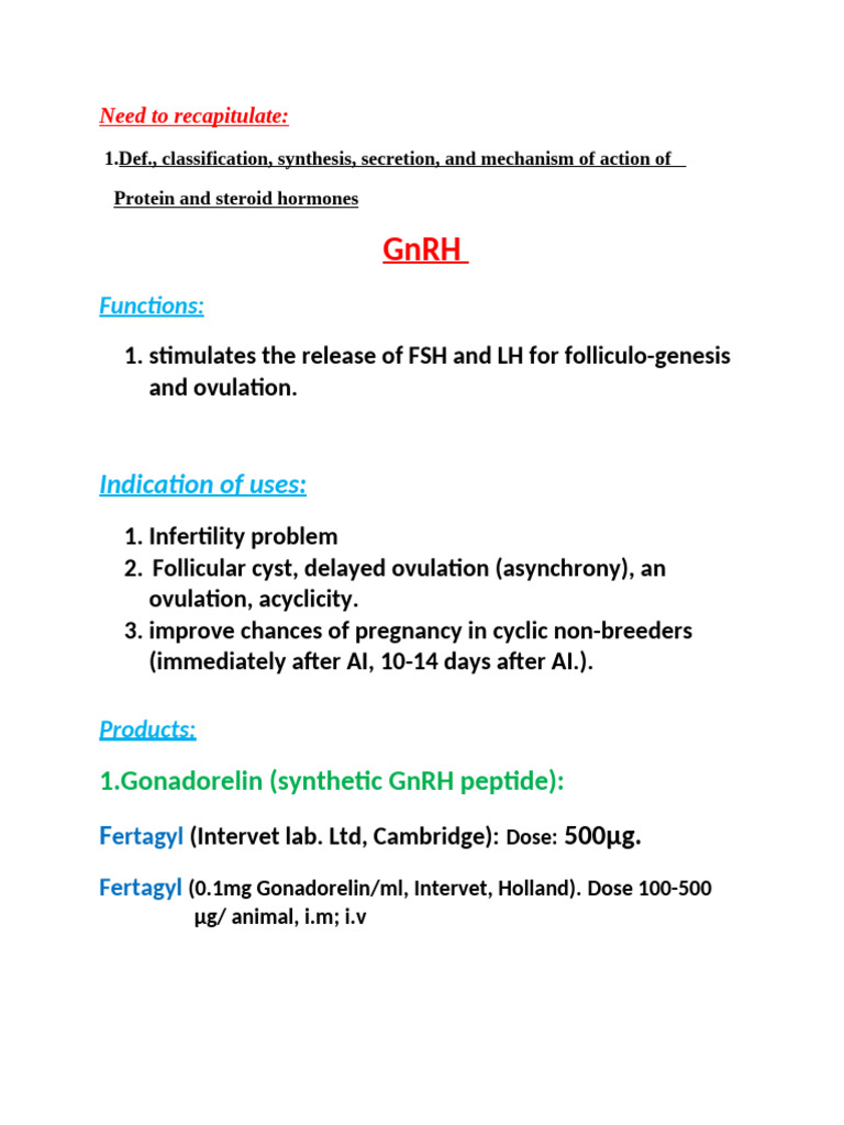 Hormones in Animal Reproduction Guide | PDF | Luteinizing Hormone ...