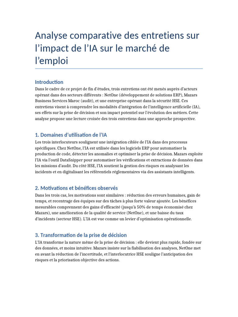 Impact de l'IA sur l'emploi au Maroc | PDF | Intelligence artificielle ...