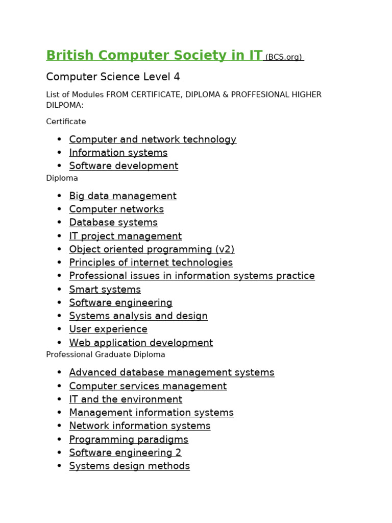 BCS IT Qualifications and Timetables | PDF