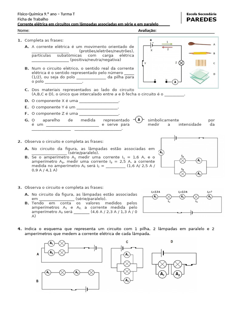 Corrente Elétrica: Circuitos em Série e Paralelo | PDF | Corrente ...