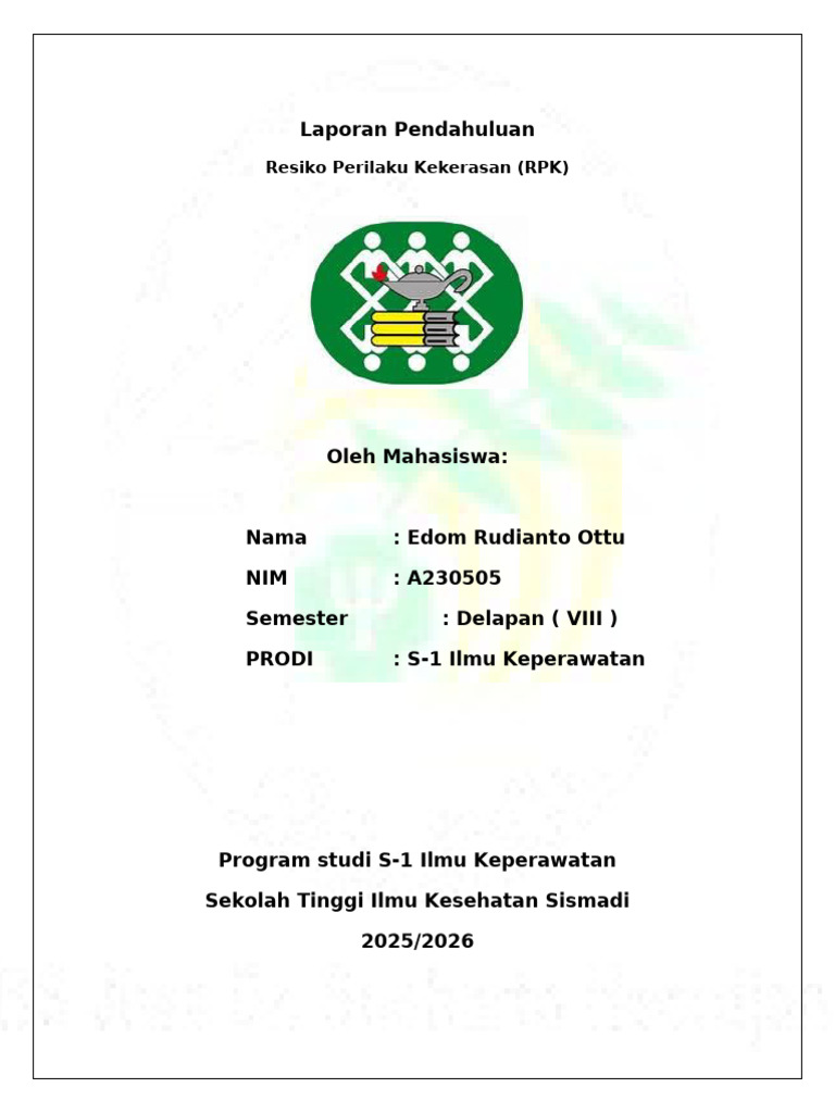 Risiko Perilaku Kekerasan dalam Keperawatan | PDF