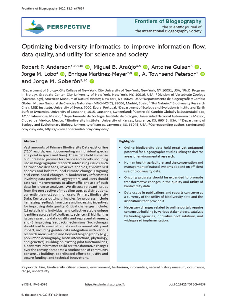 Enhancing Biodiversity Data Utility | PDF | Biodiversity | Information
