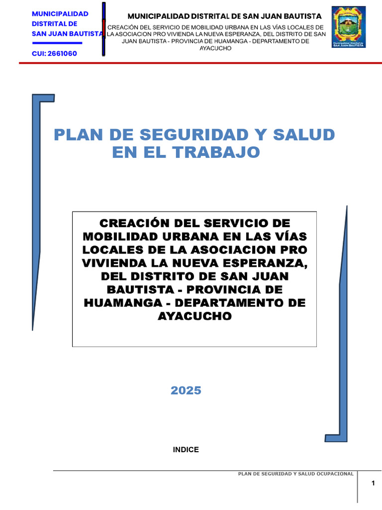 Plan de Seguridad y Salud 2025 | PDF | Seguridad y salud ocupacional ...