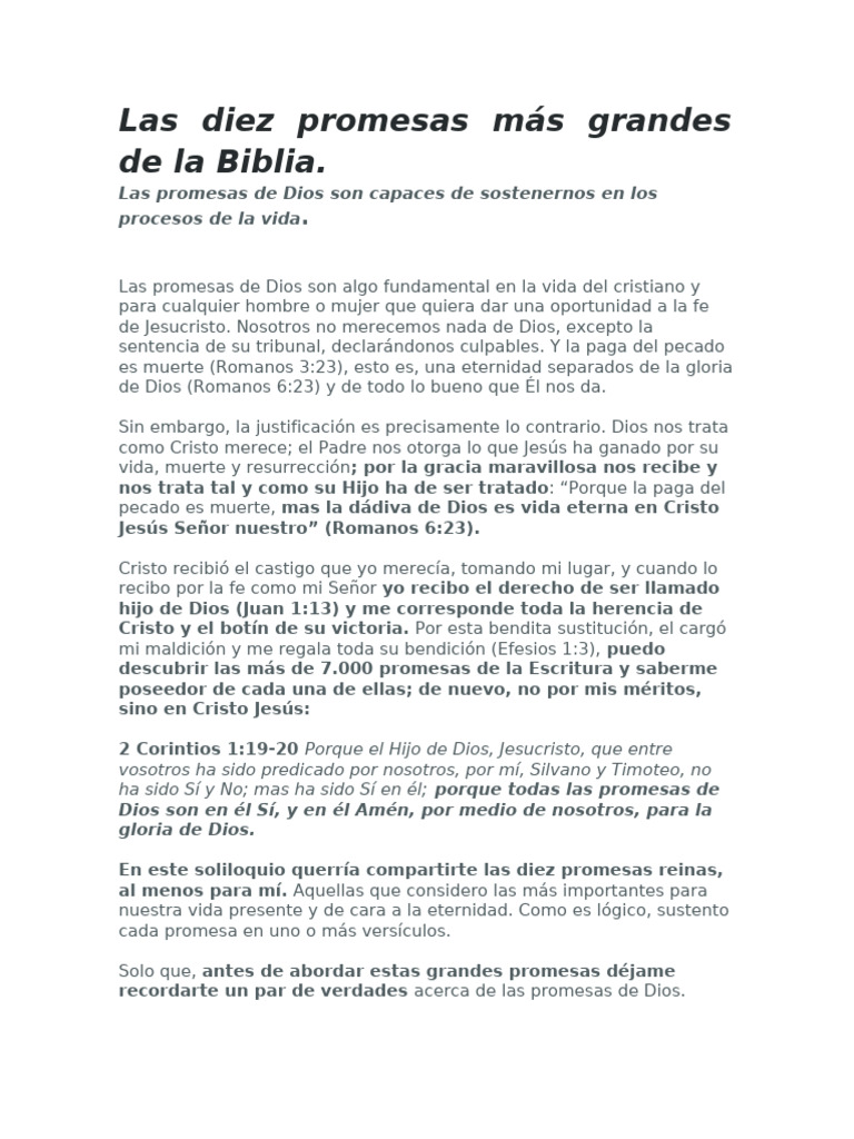 Diez Promesas Clave de la Biblia | PDF | Cristo (título) | Epístola a ...