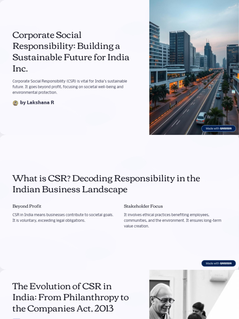 CSR for Sustainable Development in India | PDF | Corporate Social ...