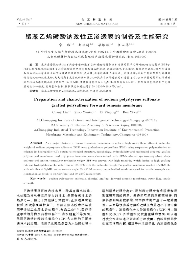 Preparation and Characterization of Sodium Polystyrene Sulfonate ...
