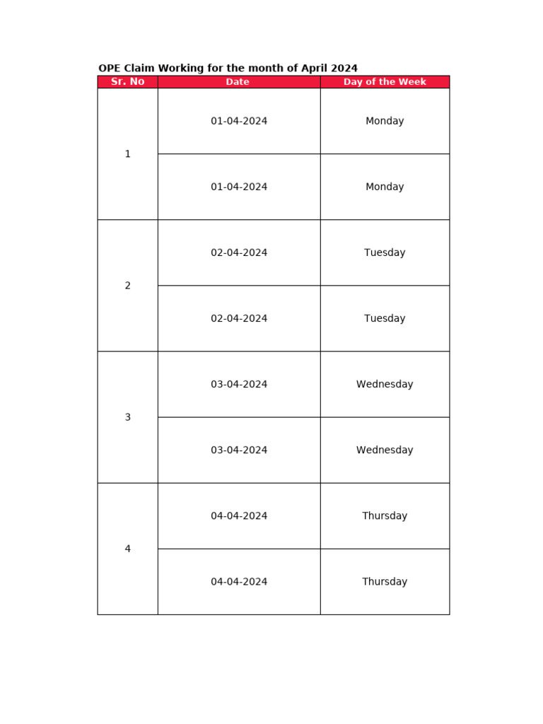 April 2024 OPE Claim Schedule | PDF | Land Transport | Public Transport