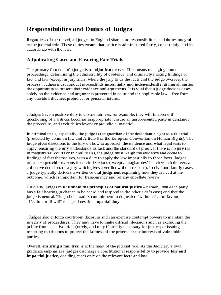Duties and Responsibilities of Judges | PDF | Sentence (Law) | Appeal