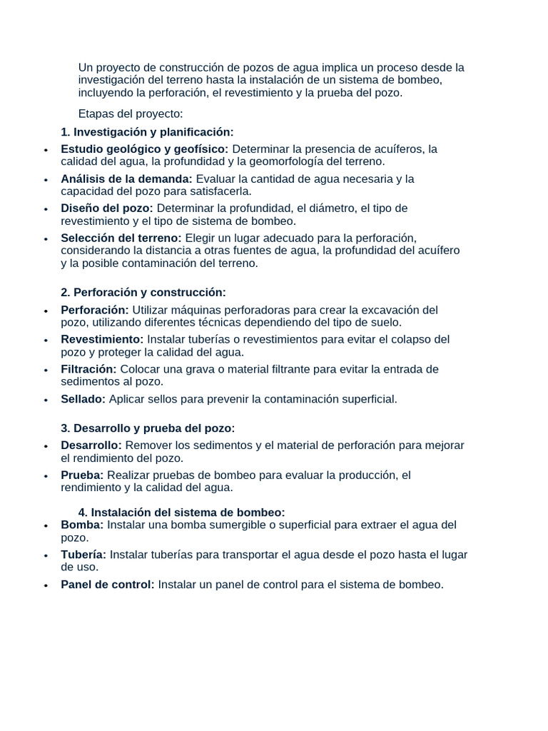 Proyecto de Construcción de Pozos de Agua | PDF | Agua | Agua subterránea